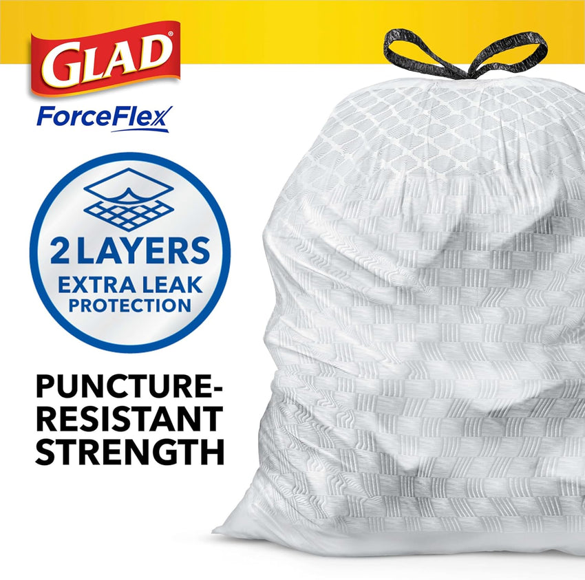 Glad ForceFlex Tall Kitchen Drawstring Trash Bags, 13 Gal, Gain Lemon Zest, 40 Ct (Package May Vary) - 7DAY'S
