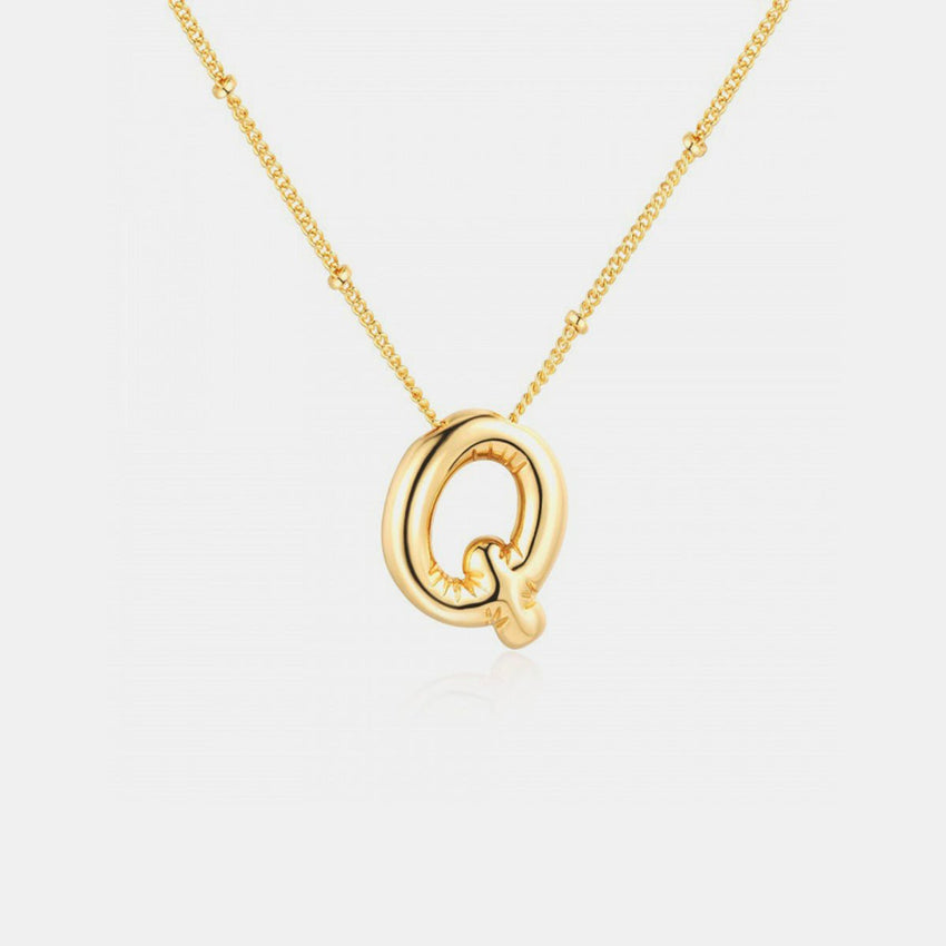 Gold - Plated Bubble Initial Necklace - 7DAY'S