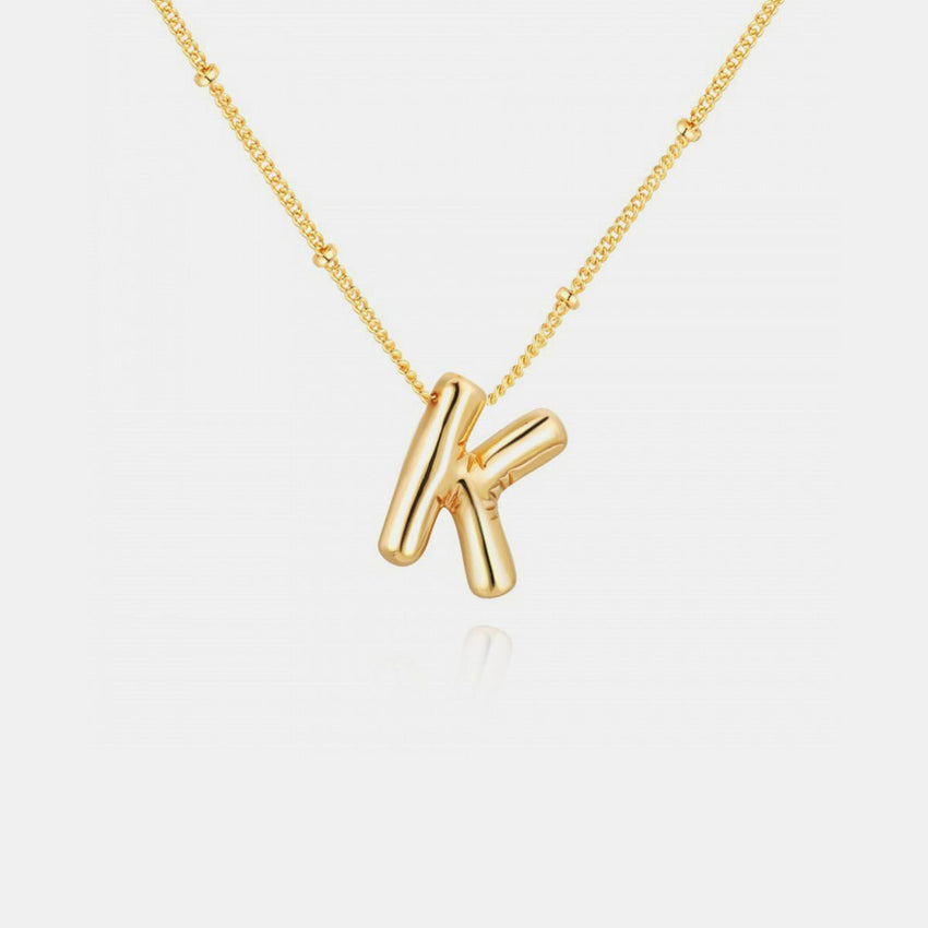 Gold - Plated Bubble Initial Necklace - 7DAY'S