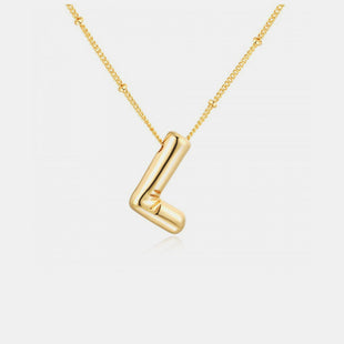 Gold - Plated Bubble Initial Necklace - 7DAY'S