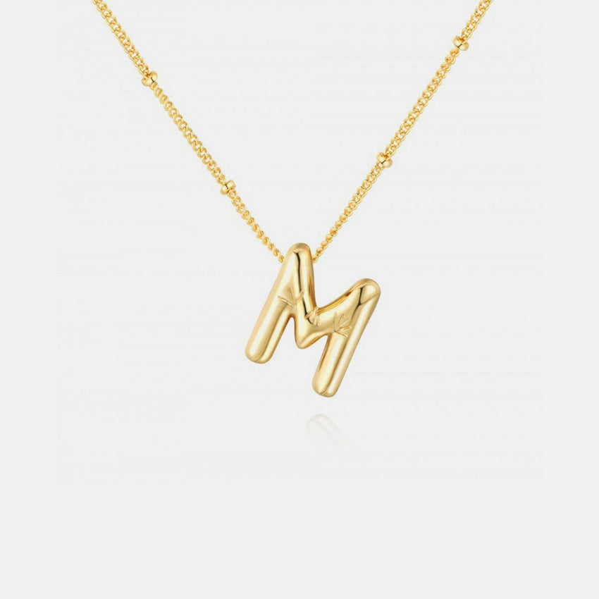 Gold - Plated Bubble Initial Necklace - 7DAY'S