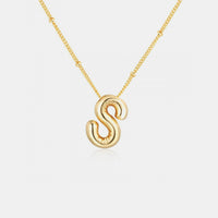 Gold - Plated Bubble Initial Necklace - 7DAY'S