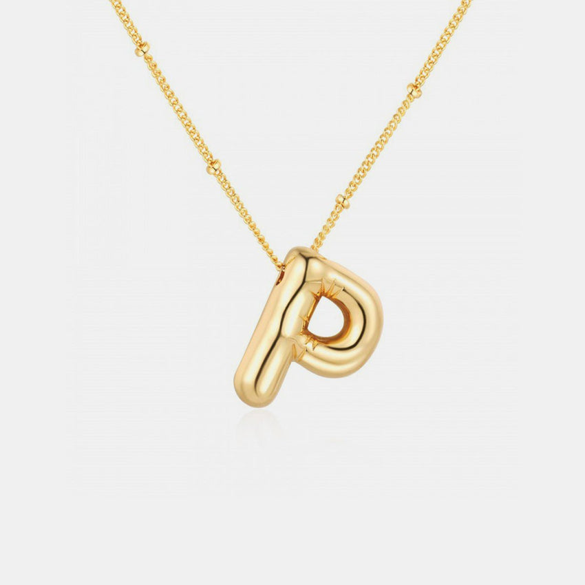 Gold - Plated Bubble Initial Necklace - 7DAY'S