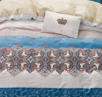 Hannah Blue Damask 100% Cotton 3 pcs Comforter Set Bring some exotic feel to your bedroom with this well made pink/blue damask . - 7DAY'S