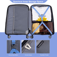 Hardshell Suitcase Double Spinner Wheels PP Luggage Sets Lightweight Durable Suitcase with TSA Lock,3 - Piece Set (20/24/28) , Purplish Blue - 7DAY'S