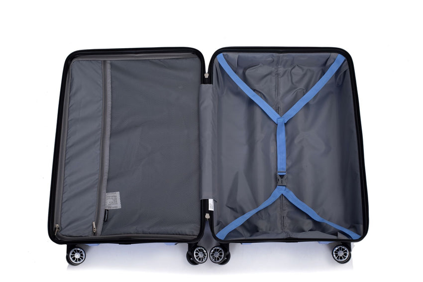 Hardshell Suitcase Double Spinner Wheels PP Luggage Sets Lightweight Durable Suitcase with TSA Lock,3 - Piece Set (20/24/28) , Purplish Blue - 7DAY'S