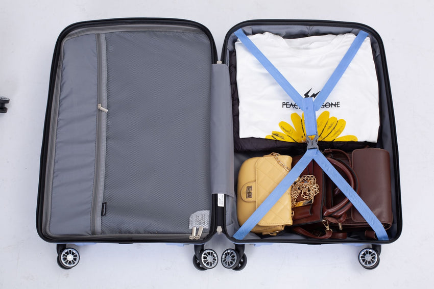 Hardshell Suitcase Double Spinner Wheels PP Luggage Sets Lightweight Durable Suitcase with TSA Lock,3 - Piece Set (20/24/28) , Purplish Blue - 7DAY'S