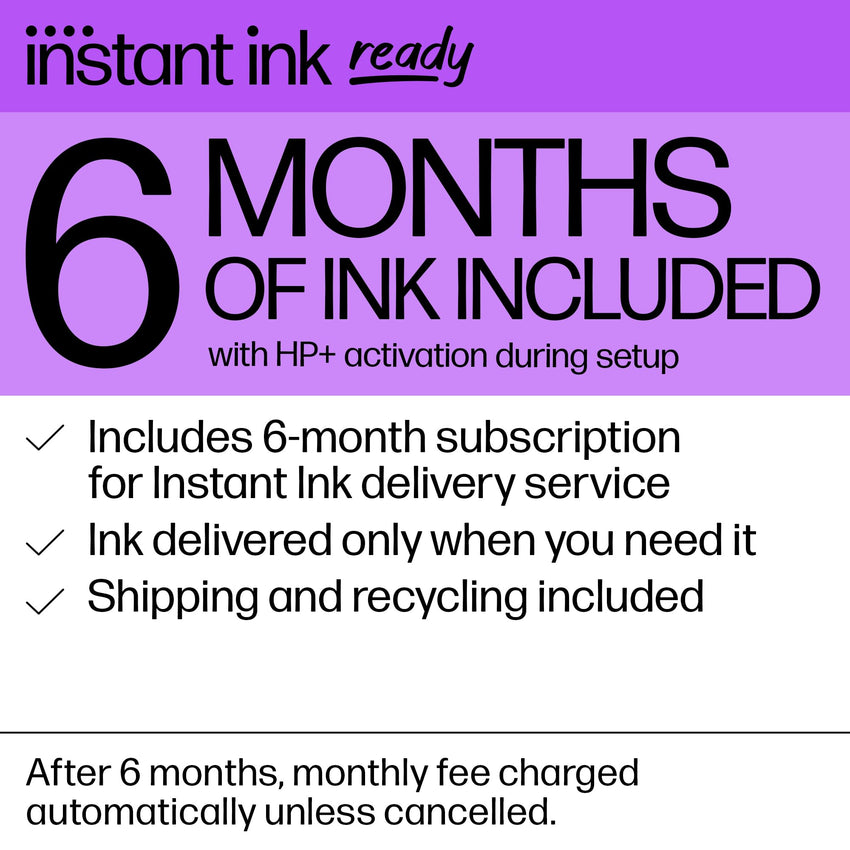 HP DeskJet 2755e Wireless Color inkjet - printer, Print, scan, copy, Easy setup, Mobile printing, Best - for home, 6 month Instant Ink trial included, white (packaging may vary) - 7DAY'S