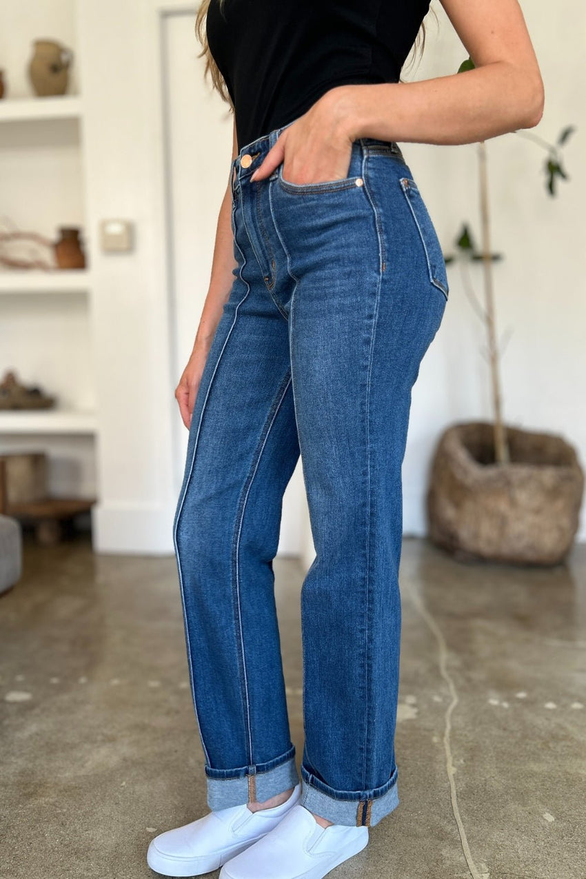 Judy Blue Full Size High Waist Front Seam Detail Straight Jeans - 7DAY'S