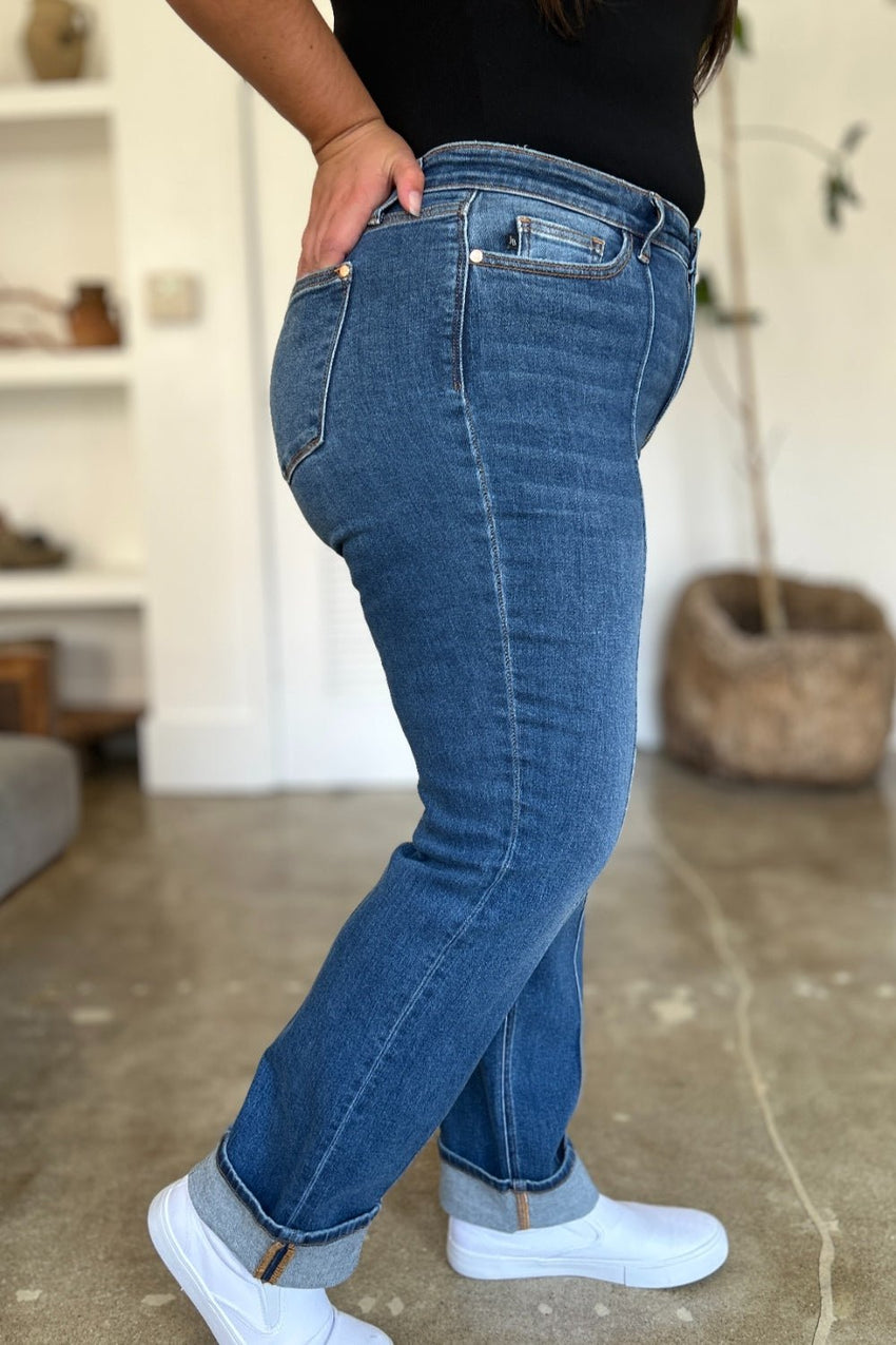 Judy Blue Full Size High Waist Front Seam Detail Straight Jeans - 7DAY'S