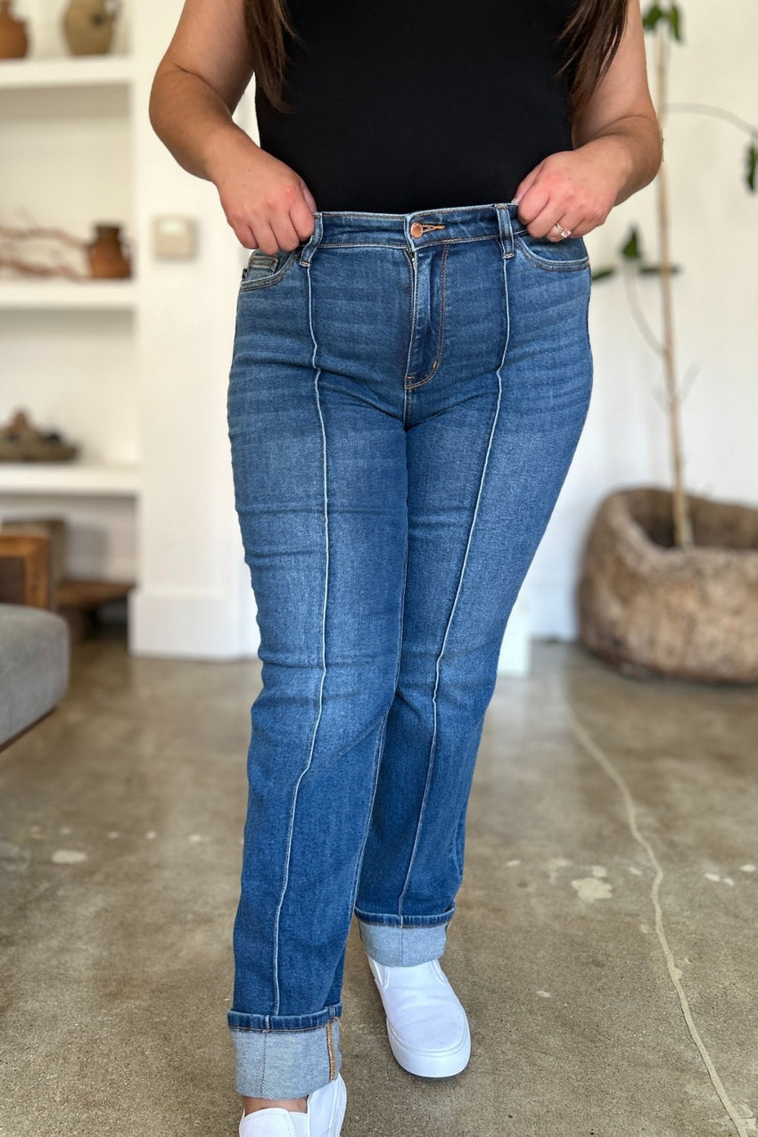 Judy Blue Full Size High Waist Front Seam Detail Straight Jeans - 7DAY'S