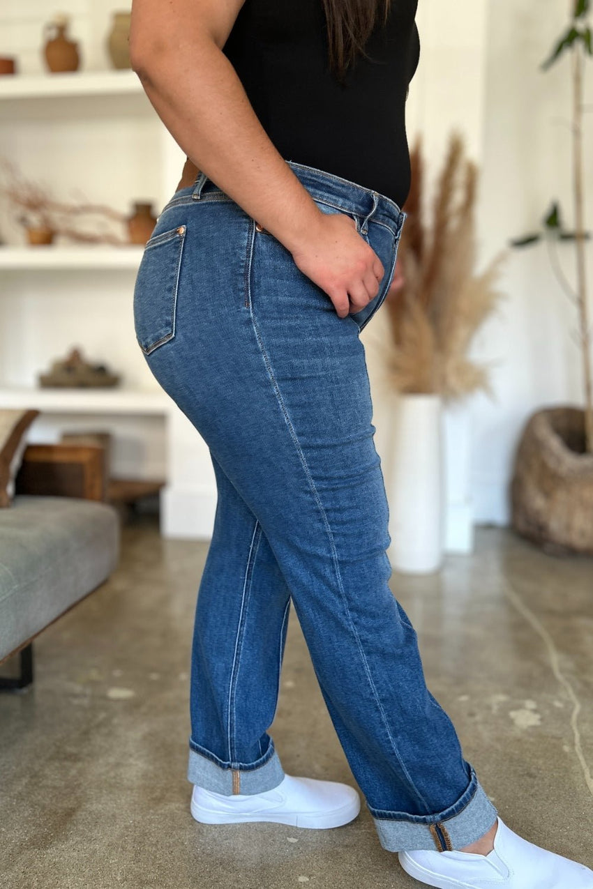 Judy Blue Full Size High Waist Front Seam Detail Straight Jeans - 7DAY'S