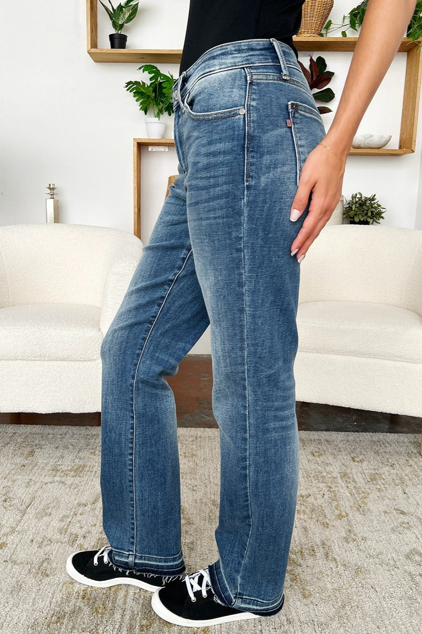 Judy Blue Full Size Mid Rise Release Hem Jeans - 7DAY'S