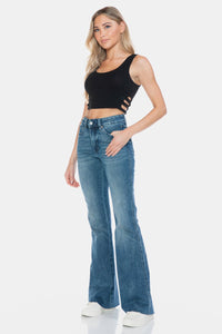 Judy Blue Full Size Tummy Control Cut Hem Flare Jeans - 7DAY'S