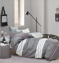 Kevin Gray/white Striped 100% Cotton Reversible Comforter Set - 7DAY'S