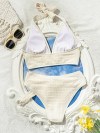 Ladies' white split beach bikini swimwear with shell embellishment, elegant and sexy - 7DAY'S