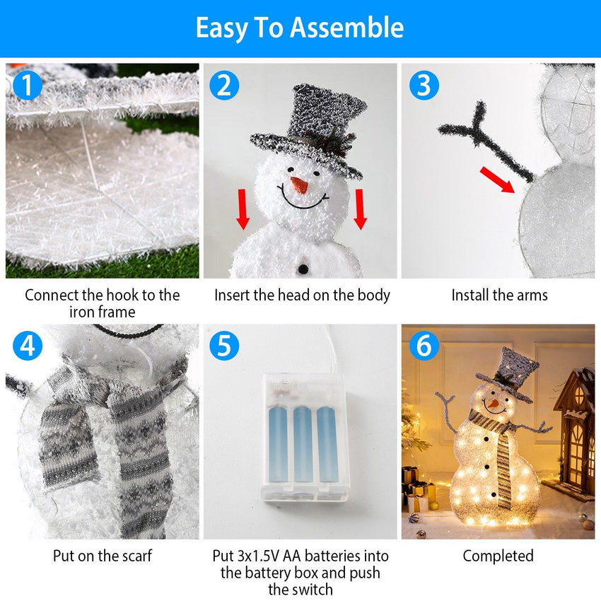 LED Christmas Snowman Decoration Light Collapsible Battery Operated - 7DAY'S