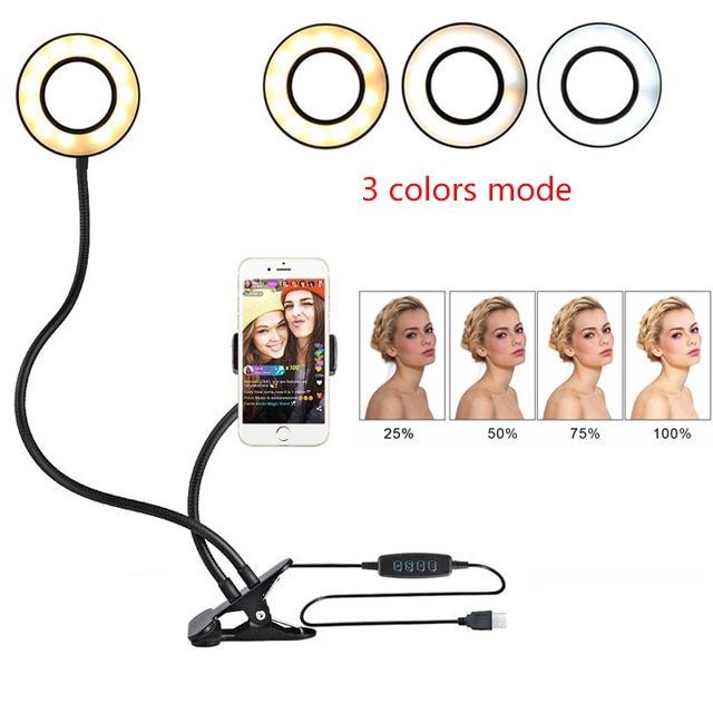 LED Selfie Ring Light for Live Adjustable Makeup Light - 8cm Stand - 7DAY'S