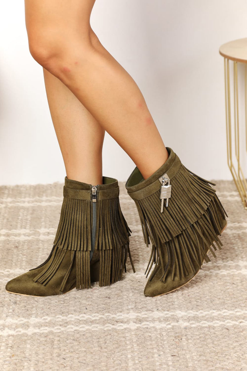 Legend Women's Tassel Wedge Heel Ankle Booties - 7DAY'S