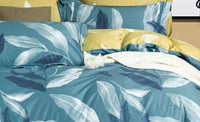 Linnett Blue Banana Leaves 100% Cotton Reversible Comforter Set - 7DAY'S