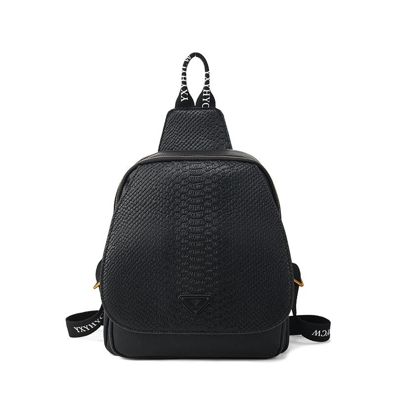 Litchi Print Black Shoulder Bag Casual Crossbody Bag - 7DAY'S