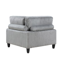 Living Room Furniture Corner Chair Gray Corduroy Upholstery 1pc Corner Wedge Soft Cushion Solid Wood Legs - 7DAY'S