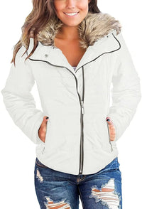 luvamia Women Parka Coat Pockets Quilted Puffer Jacket with Faux Fur Lapel, Size S - 2XL - 7DAY'S