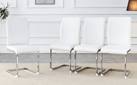 Luxury Simple Arch Chair - Set of 4 White PU Material High Resilience Dining Chair with Arched Metal Silver Leg. - 7DAY'S