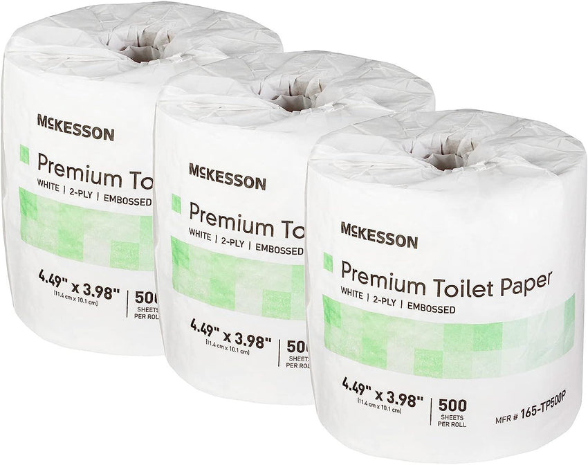 McKesson Toilet Paper Roll. Pack of 80 Tissue Paper 4" x 4.5" White 2 - Ply Ultra - Soft Toilet Tissue Standard Size Cored Roll 500 Sheets Bathroom Tissue for Home; Offices; Clinics - 7DAY'S