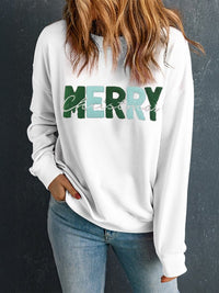 MERRY CHRISTMAS Contrast Long Sleeve Sweatshirt - 7DAY'S