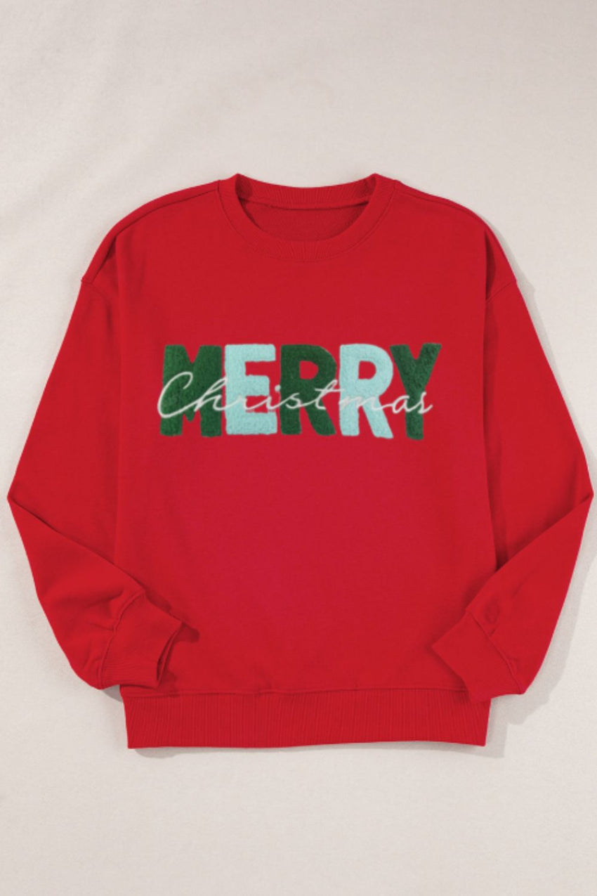 MERRY CHRISTMAS Contrast Long Sleeve Sweatshirt - 7DAY'S