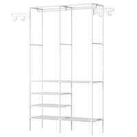 Metal Garment Rack Shoe Clothing Organizer Shelves Freestanding Multifunctional Clothes Wardrobe - 7DAY'S