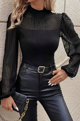 Mock Neck Long Sleeve Blouse - 7DAY'S