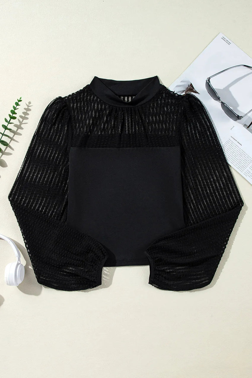 Mock Neck Long Sleeve Blouse - 7DAY'S