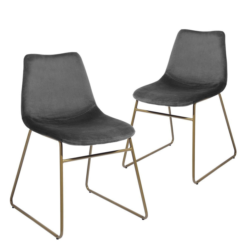 Modern Dining Chairs Set of 2; Velvet Upholstered Side Chairs with Golden Metal Legs for Dining Room Furniture - 7DAY'S