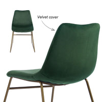 Modern Dining Chairs Set of 2; Velvet Upholstered Side Chairs with Golden Metal Legs for Dining Room Furniture - 7DAY'S