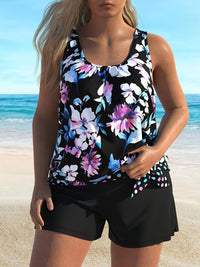 New women's Tankini suit with chest cushion and no steel ring, conservative style swimsuit - 7DAY'S