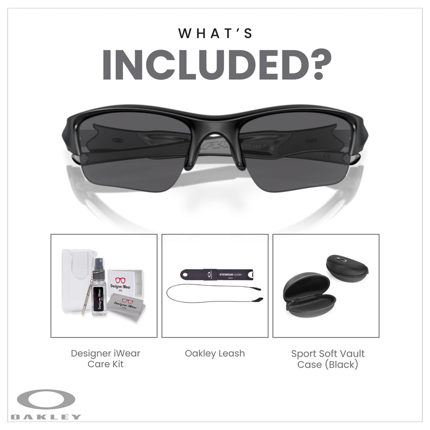 Oakley Flak Jacket XLJ OO9009 Rectangle Sunglasses for Men+ BUNDLE Leash + BUNDLE with Designer iWear Care Kit - 7DAY'S