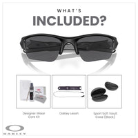 Oakley Flak Jacket XLJ OO9009 Rectangle Sunglasses for Men+ BUNDLE Leash + BUNDLE with Designer iWear Care Kit - 7DAY'S