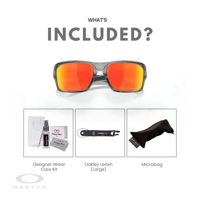 Oakley Turbine OO9263 Rectangular Sunglasses For Men+ BUNDLE Leash + BUNDLE with Designer iWear Eyewear Kit - 7DAY'S