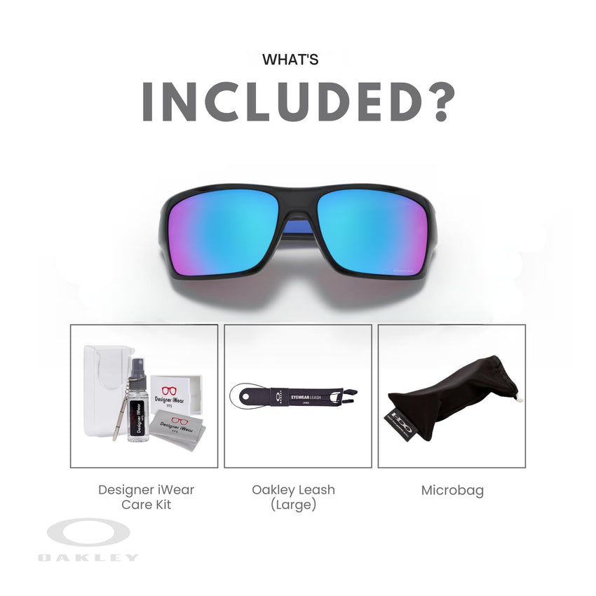 Oakley Turbine OO9263 Rectangular Sunglasses For Men+ BUNDLE Leash + BUNDLE with Designer iWear Eyewear Kit - 7DAY'S