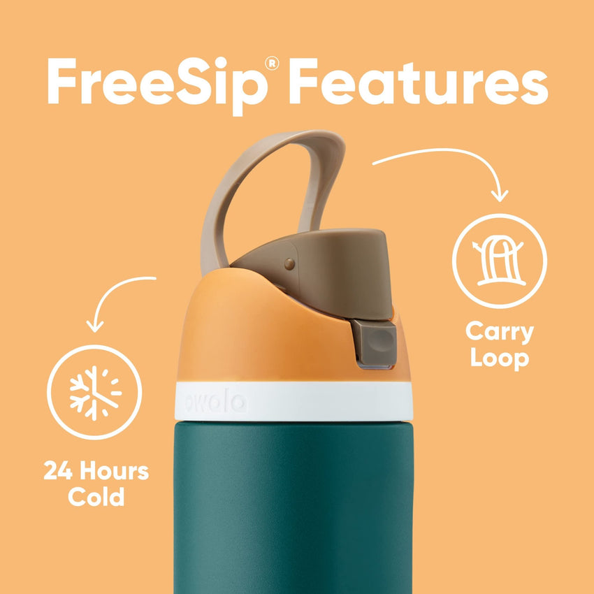Owala FreeSip Insulated Stainless Steel Water Bottle with Straw for Sports, Travel, and School BPA - Free Sports Water Bottle, 24 oz, Tropical - 7DAY'S