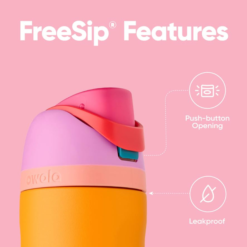 Owala FreeSip Insulated Stainless Steel Water Bottle with Straw for Sports, Travel, and School BPA - Free Sports Water Bottle, 24 oz, Tropical - 7DAY'S
