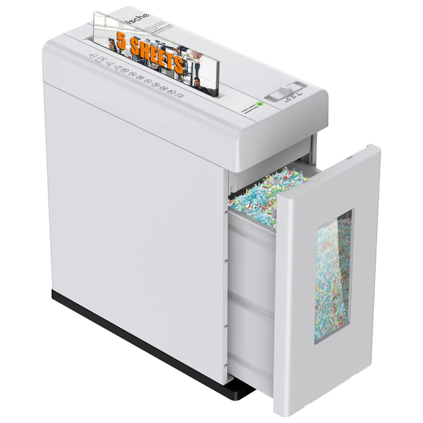 Paper Shredder, 5 - Sheet Micro Cut with 2.65 Gallons Bin, P - 5 High Security Level, 5 Munites Non - Stop Working Time, Compact Design Pull Out Basket with Jam Proof System for Home Office - 7DAY'S