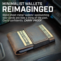 PROOF Wallet | Slim Minimalist Wallets for Men | Leather & Metal | RFID Wallet | Front/Back Pocket | Gift Box | Veteran Owned - 7DAY'S