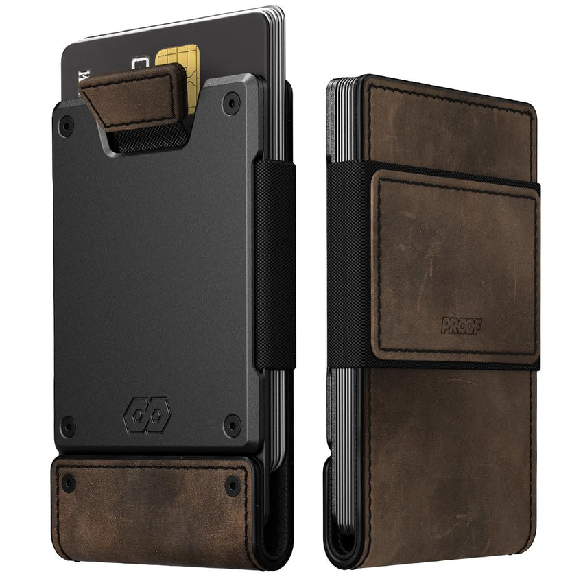 PROOF Wallet | Slim Minimalist Wallets for Men | Leather & Metal | RFID Wallet | Front/Back Pocket | Gift Box | Veteran Owned - 7DAY'S