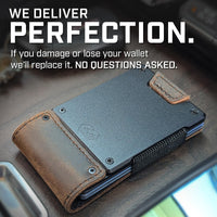 PROOF Wallet | Slim Minimalist Wallets for Men | Leather & Metal | RFID Wallet | Front/Back Pocket | Gift Box | Veteran Owned - 7DAY'S