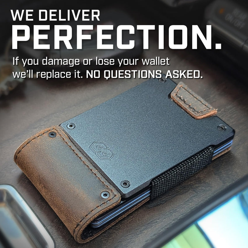 PROOF Wallet | Slim Minimalist Wallets for Men | Leather & Metal | RFID Wallet | Front/Back Pocket | Gift Box | Veteran Owned - 7DAY'S