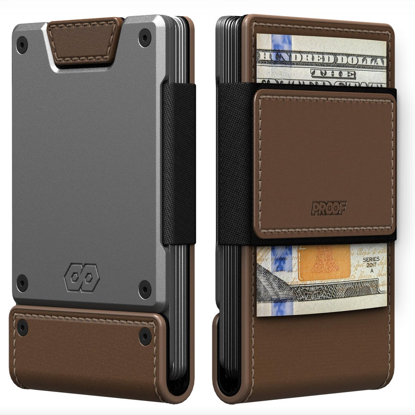 PROOF Wallet | Slim Minimalist Wallets for Men | Leather & Metal | RFID Wallet | Front/Back Pocket | Gift Box | Veteran Owned - 7DAY'S