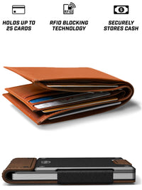 PROOF Wallet | Slim Minimalist Wallets for Men | Leather & Metal | RFID Wallet | Front/Back Pocket | Gift Box | Veteran Owned - 7DAY'S